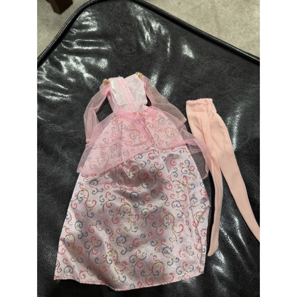 Barbie Dress Princess Gown Pink Sparkle Swirls Tights Outfit Accessories‎